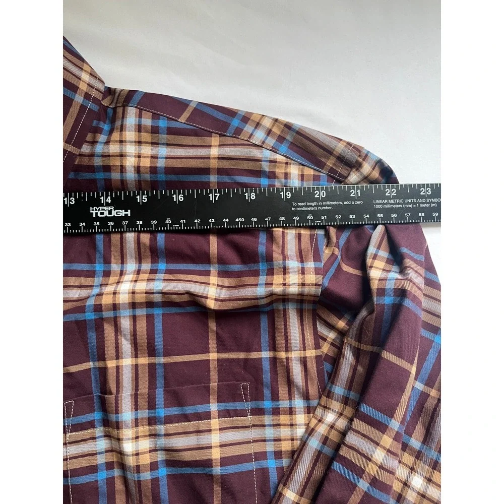 Land's End Men's Dress Shirt Size XXL Button Up Plaid No Iron Traditional Fit